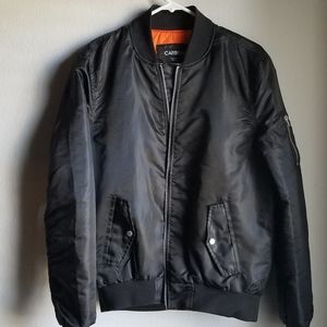 Carbon black and orange bomber jacket